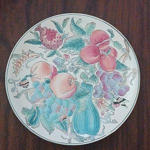 Vintage decorative plate, Andrea by Sadek fruits in pink greens and blues. #204l
